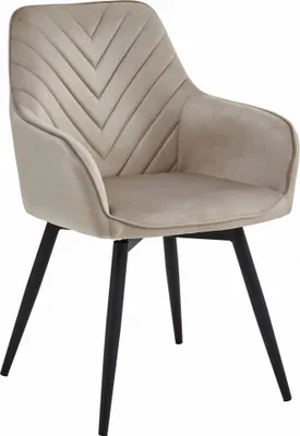Image de Chaise de salle à manger pivotante Chaise tournante Chaise de salle à manger de maquillage Chaise en velours rembourrée pouvant supporter jusqu'à 110 kg, pivotant à 360°, beige foncé