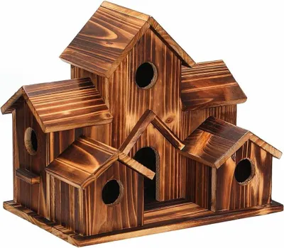 Produktbild von Handgefertigtes Vogelhaus aus Naturholz zum Aufhängen im Freien, 6 Löcher