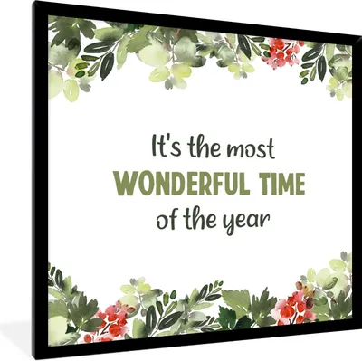 Produktbild von MuchoWow® Gerahmtes Poster Weihnachten - Zitat - Aquarell 40x40 cm - Poster mit Schwarzem Bilderrahmen Wandposter Rahmen Foto Bilder - Mit Rahmen - Wanddekoration Schlafzimmer