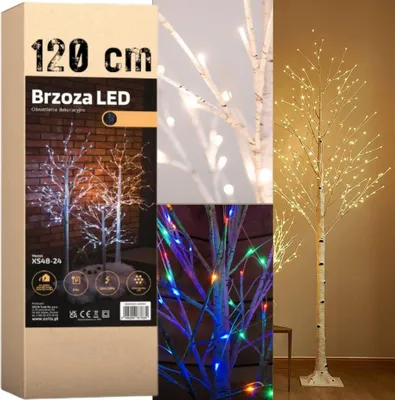 Produktbild von Weihnachtsbaum aus Birke mit LED-Dekoration, 60 cm, 26 LEDs, kalt