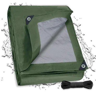 Immagine prodotto di Telo di copertura con occhielli, 6x6 metri, verde, tessuto da 130 g/m², impermeabile e resistente ai raggi UV