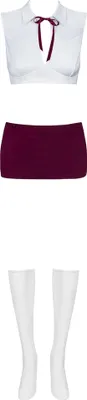 Produktbild von Obsessive Student, Wäsche-Set, Bordeaux, Weiß, Elasthan, Polyester, S/M, Einfarbig, Niedrige Taille