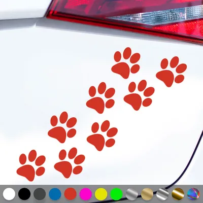 Produktbild von PantherPixel Katzenpfoten Aufkleber Hundepfoten Tiere Tatzen Sticker Auto Geschenkidee Farbe Rot
