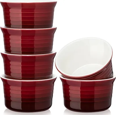 Produktbild von LOVECASA Förmchen Steinzeug, 6 teiliges Muffins Förmchen Set, Mini Schälchen für Soufflé, Creme Brulee, Aufläufen, Fondants, Desserts, 10 x 10 x 6 cm, 280 ml