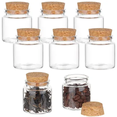 Produktbild von Solidchoice – Glasflaschen-Set, 8 Stück – Glasflaschen, 50 ml – Mit Korkverschluss – Ideal für Botschaften – Für kreative Bastelprojekte – Hochzeitaccessoires
