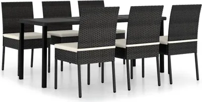 Produktbild von vidaXL 7-tlg. Garten-Essgruppe Poly Rattan Schwarz