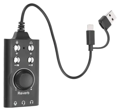 Obrázek produktu pro Externí stereofonní zvuková karta USB s ovládáním hlasitosti; zvukový adaptér USB na 3,5mm jack pro PC, notebooky, stolní počítače a sluchátka s mikrofonem