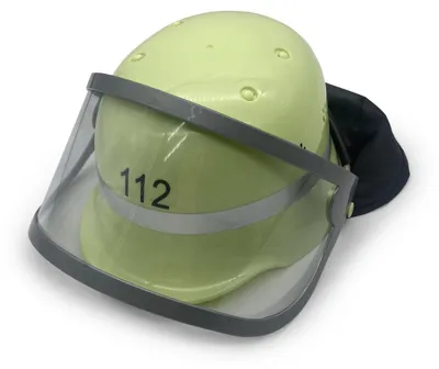 Produktbild von BestSaller 1401 Feuerwehr-Helm mit Klappvisier deutsches Original für Kinder mit Sticker, beige/schwarz