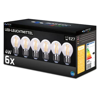 A box of six LED light bulbs.