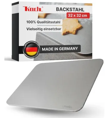Produktbild von KOCH #109 Massiver Backstahl 32 x 32 x 0,6cm für perfekte Pizza & Brot - kompatibel mit Unold Luigi