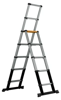 Obrázek produktu pro Teleskopický hliníkový žebřík – 2,05 m, 7 příček – skládací, kompaktní