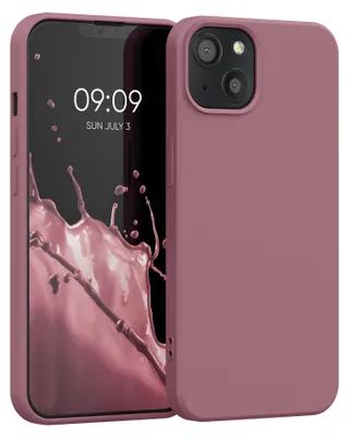 Produktbild von kwmobile Hülle kompatibel mit Apple iPhone 13 Hülle - gummierte TPU Silikon Handyhülle - Schutzhülle für kabelloses Laden - Case in Dark Rose