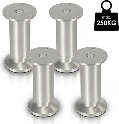 Image de SWANEW 4X Pieds de meuble Pieds de socle Pieds de canapé Pieds de meuble Réglables-Aluminium-80mm