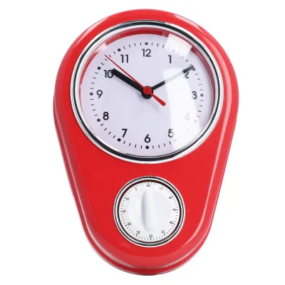 Immagine prodotto di orologio da parete con timer da cucina da 9 pollici, multifunzionale, innovativo, ora precisa, funzionamento silenzioso, orologio al quarzo per la cucina di casa, rosso