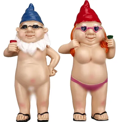 Gartenzwerge 2er-Set, Harzfiguren, 12 cm, weiß, für Außen