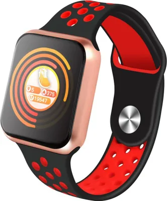 Imagen del producto de Pulsera inteligente F9 con pantalla a color, reloj inteligente con pantalla táctil, múltiples modos de ejercicio, monitor de frecuencia cardíaca, presión arterial y sueño. Disponible en colores dorado, y rojo