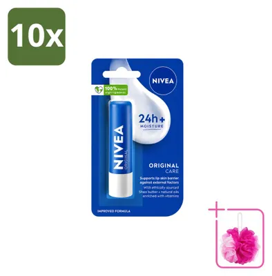 Image de 10 baumes à lèvres Nivea Original - Lot économique - 10 pièces