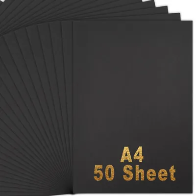 Productafbeelding van Zwart karton - 230 g/m² - Geschikt voor knutselen en kunst - 21 x 29,7 cm - 50 vellen