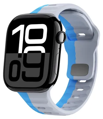 Obrázok produktu pre Pre Apple Watch Series 11 10 42 mm / 9 8 7 41 / 6 SE 5 4 40 mm silikónový remienok s vlnovou štruktúrou sivý / modrý