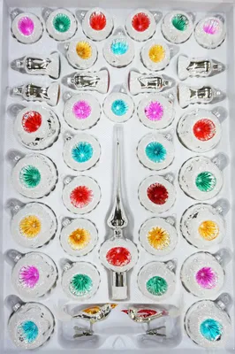 Produktbild von 39 tlg. Glas-Weihnachtskugeln Set in "Hochglanz Vintage Silver Style"