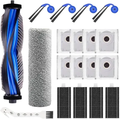 Produktbild von 19-teiliges Zubehör-Set kompatibel für ECOVACS DEEBOT X9 Pro Omni / X9 Pro Roboterstaubsauger,Ersatzteile mit 1 Hauptbürste,8 Staubbeutel,1 Wischwalze,4 Filter,4 Seitenbürsten,1 Reinigungsbürste.