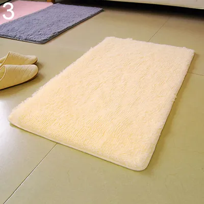 Produktbild von Süßigkeitenfarbe weicher Anti-Skid-Teppich Flokati zotteliger Teppich lebender Schlafzimmer Bodenmatte-Beige