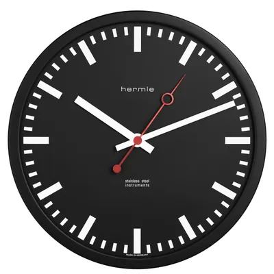 Produktbild von Hermle 30471-740870 Bahnhofsuhr Grand Central rund Schwarz Zahlenbild weiße Balken, EAR