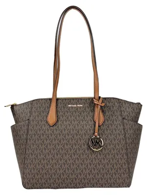 Image de Michael Kors Marilyn cabas logo marron, camel, doré