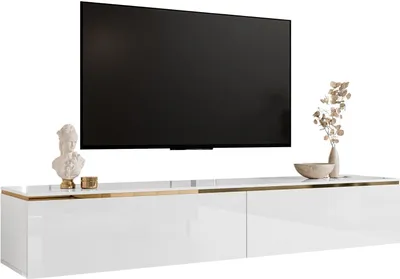 Obrázek produktu pro AURORA závěsná RTV skříňka bílá / bílá vysoký lesk s LED diodami