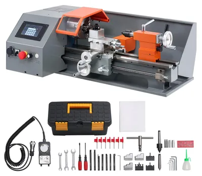Obrázok produktu pre SucceBuy kovová sústruh, 22 x 40 cm, 1100 W CNC stolový sústruh, 2500 ot./min, ideálny pre domácich majstrov, modelárov a opravy, s dotykovým ovládaním, bezkomutátorovým motorom a systémom rýchlej výmeny nástrojov