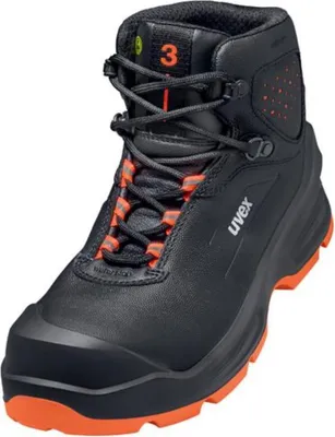 Produktbild von Uvex 3 Sicherheitsschuh S3 Schnürstiefel Weite 12, Männlich, Erwachsener, Sicherheitsschuhe, Schwarz, Orange, EN, ESD, SRC, Schnürverschluss