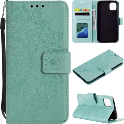 Produktbild von Hülle für Apple iPhone 11 Pro Max [6,5 Zoll] Handyhülle Flip Cover Mandala Grün