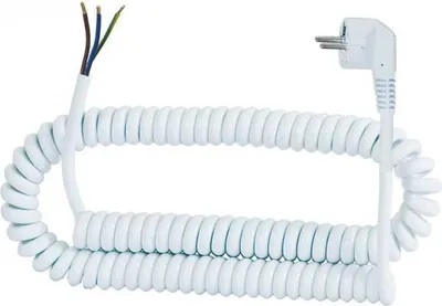 Produktbild von Spiralanschlusskabel - Winkelstecker 3x1,5 05VVH8-F weiß - 5 m