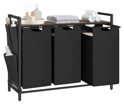 Zdjęcie produktu dla Kosz na bieliznę z 3 przegródkami, Ciemnoszary, 3 x 38 L