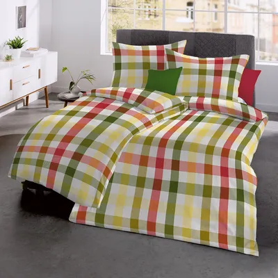 Produktbild von Fleuresse gewebte Edelflanell Bettwäsche Lech Karo multicolor 200x200 cm + 2x 80x80 cm
