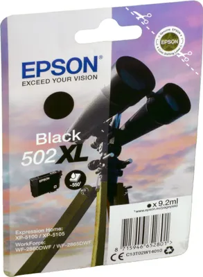 Produktbild von Epson Singlepack Black 502XL Ink, Hohe (XL-) Ausbeute, Schwarz, Tinte auf Pigmentbasis, 9,2 ml, 1 Stück(e), 550 Seiten
