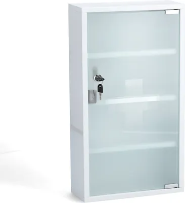 Obrázok produktu pre Lekárnička nástenná kovová biela 30x12x60cm