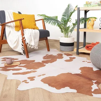 Image de Volero - Tapis Peau de vache - Bovine Marron/Blanc - 155x190 cm