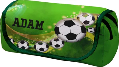 Produktbild von Personalisierte Mäppchen Federtasche mit Namen Schlamperbox Federmäppchen mit Klettverschluss Klappe Schüleretui Stiftemappe mit zwei Reißverschlüssen Football [151]
