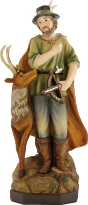 Produktbild von Heiligenfigur Heiliger Hubertus 12 cm handbemalt Polyresin Deko
