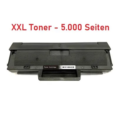 Productafbeelding van Compatibele XXL tonercartridge W1106A XXL, 106A XXL, zwart, met chip, voor 5.000 pagina's, geschikt voor HP Laser 107 en HP Laser MFP 135, 137, 138