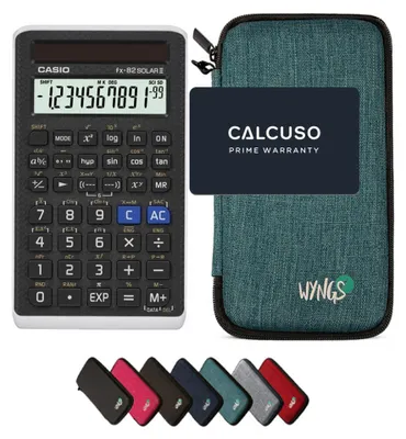 Produktbild von Casio fx-82 Solar II inkl. WYNGS Schutztasche Türkis - Wissenschaftlicher Taschenrechner - Basic Set