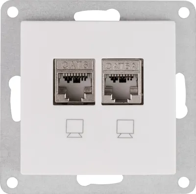 Produktbild von Netzwerk-Dose McPower "Flair", CAT6A, vollgeschirmt, UP, weiß, matt