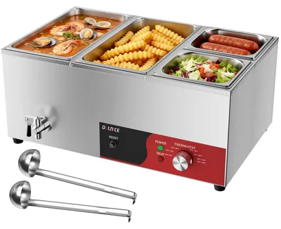 Elektrische Bain Marie 4 Pans 1500 W 30-85 °C mit Ablasshahn