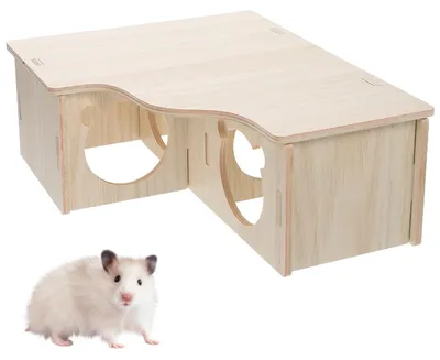Obrázek produktu pro Dřevěný domeček pro křečky a další malá domácí zvířata, rozměry 31 x 24 x 11 cm