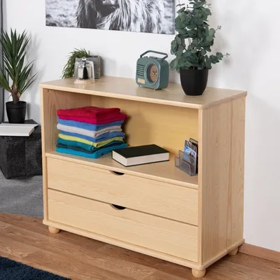 Produktbild von Regal, Küchenregal, Wohnzimmerregal, Bücherregal - 100 cm breit, Kiefer Holz-Massiv, Farbe: Natur