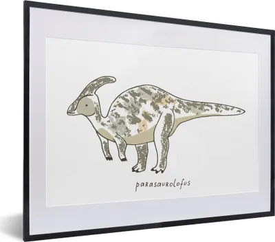 Produktbild von MuchoWow® Gerahmtes Poster Kinderzimmer - Parasaurolofus - Dinosaurier - Jungen - Mädchen - Kind 40x30 cm - Poster mit Schwarzem Bilderrahmen Wandposter Rahmen Foto Bilder - Bilderrahmen - Poster im Rahmen