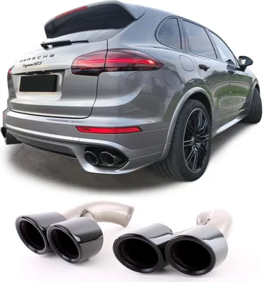 Produktbild von Doppelrohr Endrohre GTS Optik Schwarz für Porsche Cayenne 92A Facelift 14-17