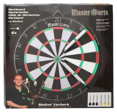 Image de Cible de fléchettes Masterdarts 45cm x 2 cm avec 2 jeux de fléchettes