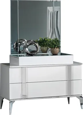 Image de Coiffeuse Coiffeur Miroir Blanc Bois Moderne